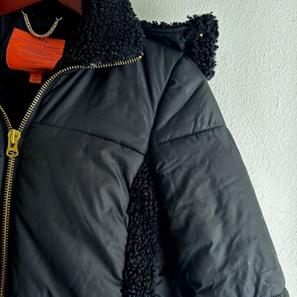 J.CREW SnowDay PrimaLoft Puffer Black Jacket Coat with Sherpa Trim XS P - Picture 6 of 11
